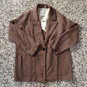 Mango Houndstooth Coat Jacket Size XS NWT